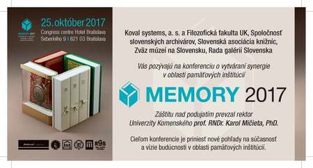 Memory 2017: Mezinárodní konference o vytváření synergie v oblasti památkových institucí