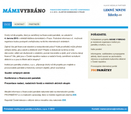 Máme vybráno - financování památek - konference Máme vybráno - financování památek - konference